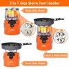 2000W 2 In 1 Camping Stove Tent Heater Outdoor Gas Stove Portable Backpacking Stove with 3 Modes 360Â° Radiant Heating for Camping Hiking Picnic BBQ