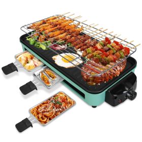 2000W Electric Indoor Grill 2 in 1 Electric BBQ Gill with Grill NetÂ Removable Plate 5 Temperature Control 3 Small Trays Dishwasher Safe